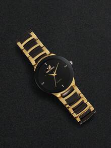 4pcs/Set Men's Gift Watch - Classic Fashion Minimalist Diamond Scale Dial Stylish Casual Business Quartz Wristwatch + Bracelet + Necklace + Ring (Watch Box Not Included) - Black - View 8