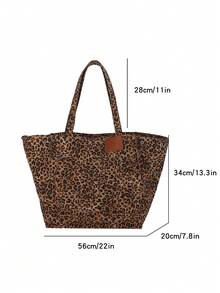 Borsa a mano da donna con stampa leopardata, borsa a tracolla/sotto braccio casual minimalista di grande capacità, borsa da lavoro (stile college) - Multicolore - Visualizzare 16