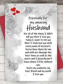 1 张“你是最棒的老公”情人节贺卡。包含信封和优质纸张。俏皮优雅的心形设计。表达温柔的爱意——送给老公的理想贺卡（4.7 英寸 x 6.7 英寸）。