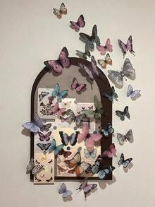 108pcs/Set Colorful 3D PVC Butterfly Decorative Stickers, Suitable For Packaging, Decoration, Selfie, Live Streaming Background, DIY Jewelry Hanging Decor. Wall Decor For Bedroom, Living Room, Home, Dining Room, Hotel, Wedding, Holiday Gifts, Birthday, Graduation, Personal Stickers, School Decor, Dorm Decor, Home Decor, Room Decor, School Supplies - Multicolor - View 5