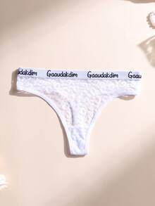 6 PCS Women's Sexy Lace Thong Low Waist Seamless Panties Letter Belt Briefs Comfortable And Breathable Lingerie Underwear - Multicolor - View 6