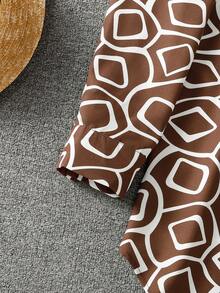 女士全身印花前扣短款后长款度假家居阿拉伯风格上衣 - 彩色 - 查看 6