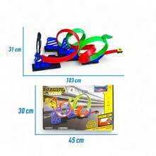 Pista de Carros Infantil con Bucles y Carro Incluido Multicolor, Diversión para Niños, Actividades con Autos, Diseño Emocionante y Fácil Montaje, Ideal para Regalo de Navidad, Cumpleaños - Azul - Ver 3