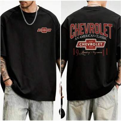 Camiseta Vintage Estampado Chevrolet 1911 - Logotipo Clásico Estilo Calle Oversize