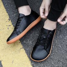 Oiaano 宽趾赤脚女式白色运动鞋男式真皮鞋男女通用简约透气舒适户外跑步工作鞋 - 黑色 - 查看 9