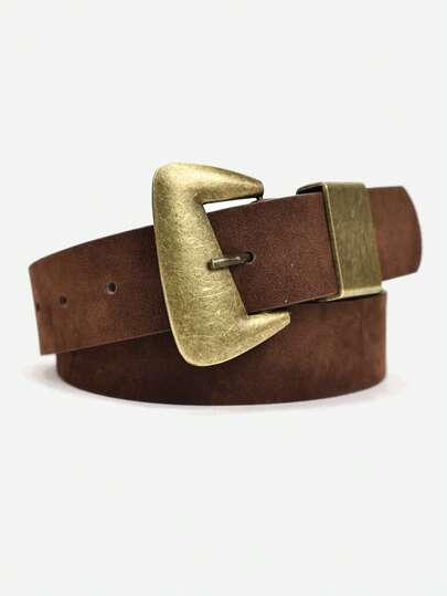 חגורת נשים אחת, חגורות בוהו, חגורות קאוגירלס, חגורות מערביות, חגורה לנשים, חגורות שנה לחדשה, חגורת עור זמש עם אבזם אסימטרי בצבע חום עתיק זהב, מתאימה למכנסיים, חולצות, סוודרים, מעילים, מסיבות, נסיעות יומיומיות, מתנות לחגים ויום הולדת