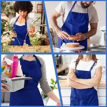 4 Pack Chef Apron, Adjustable Apron With 2 Pockets, Unisex Personalised Apron For CooFKing, Kitchen, Restaurant,Blue - Blue - 查看 8