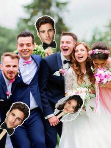 1 Conjunto de Acessórios Personalizados para Cabine Fotográfica de Recém-Casados, Impressão de Retrato Personalizada, Máscaras Faciais Engraçadas para Segurar, Pedestais Personalizados de Personagens Virtuais, Acessórios Personalizados para Segurar o Rosto de Recém-Casados. Cabine Fotográfica para Festa de Aniversário, Casamento, Formatura, Decorações Criativas para Eventos, Presentes Personalizados