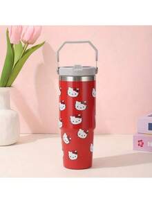Sanrio 1pc, 30oz Stainless Steel Vacuum Insulated Glass Tumbler With Lid And Straw, Hot Water Bottle, Hot Coffee , Water Bottle For Summer, 30oz Reusable Double Wall Vacuum Insulated Stainless Steel Water Bottle With Handle, Essential For Outdoor Activities, Camping, Hiking, Travel, Christmas Gift, Birthday Gift