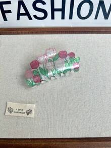 1件套亚克力花朵发夹 - 郁金香、百合、玫瑰发饰，创意独特绿叶发夹，可爱银杏叶发圈装饰，优雅发爪，女士发爪，休闲发夹，优雅发爪夹 - 彩色 - 查看 28