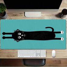 1 Peça Mouse Pad com Impressão de Gato Preto Fofo, Bottom Verde-Água, Base de Borracha Antiderrapante, Tapete de Mesa de Escritório para Jogos, Mousepad Decorativo com Padrão de Animal Fofo para Presente de Casa e Escritório para Amigos e Mulheres - Multicolorido - Visão 4