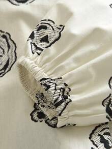 Set de 2 piezas con blusa de manga larga con cuello de volantes y estampado de mariposas + falda para niña