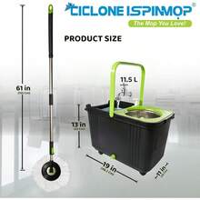 Spinning Mop And Bucket With Wringer Set For Home - 360 Spin Mop With Adjustable Handle And Bucket With Wheels - 1 Microfiber Mop Head - Mop And Bucket Set For Floor Cleaning At Home Office Hotel - 黑綠 - 查看 4