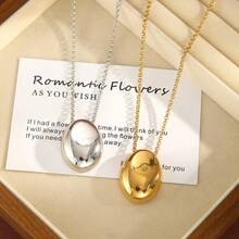 单件装 304 不锈钢 18K 镀金多色椭圆形吊坠项链 女士不锈钢首饰 女士项链 适合女性日常佩戴 - 圓形項鍊 - 查看 1