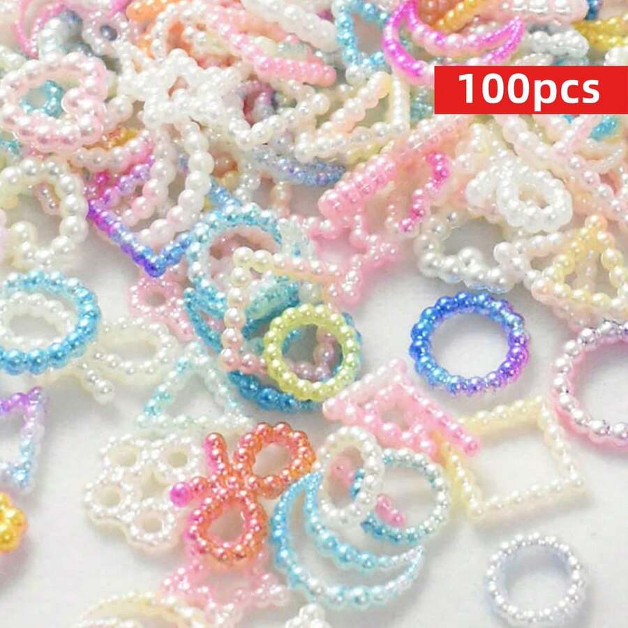 1 paquete de alrededor de 100 cuentas acrílicas mixtas con diseño de corazón y luna para hacer collar de pulsera - Multicolor - Ver 1