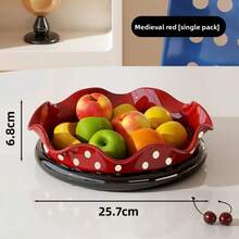 1 件轻奢旋转波点水果盘；红色水果盘，塑料水果盘，圆形水果盘，多层水果盘，不对称形状水果盘，方形水果盘，陶瓷水果盘，玻璃水果盘，木质水果盘，心形水果盘，复古水果盘，多功能水果盘。适用于客厅、卧室、书房。 - 彩色 - 查看 5