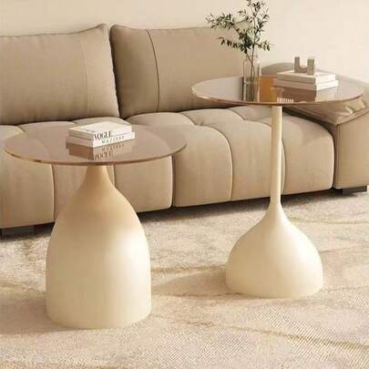 Modern Metal Edged Side Table With Tempered Glass Tabletop - Lightweight And Sturdy Round Side Table, Suitable For Living Room, Bedroom Or Patio, Easy Assembly, Elegant White Round Side Table With Smooth Metal Frame - Ideal For Decorating Living Room, Bedroom Or Office, Perfect For Displaying Decor, Books And Candles, Living Room Decor | Modern Side Table | Smooth Surface