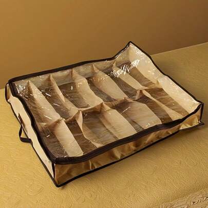 Vintage Fabric Shoe Storage Box, Underbed Storage Box, Waterproof, Dustproof, Moisture-Proof, Multi-Purpose Rectangular Shoe Rack With Transparent Window, Suitable For Kitchen, Living Room, Bedroom Storage