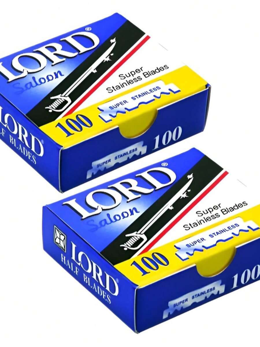 Lâmina de Barbear Lord Super – 200 Lâminas Profissionais Aço Inox (2 Caixas) - Cinza - Visão 1