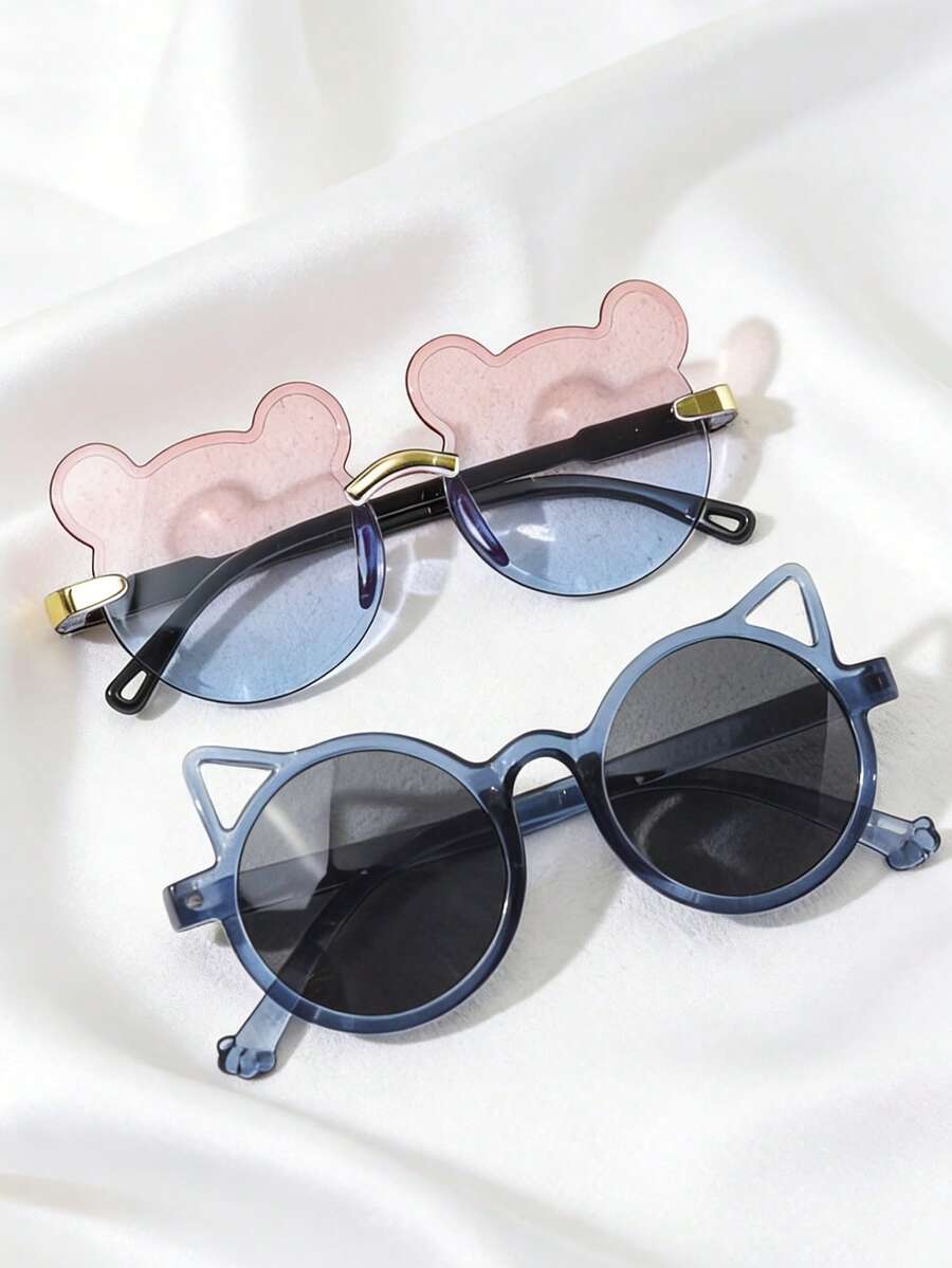 两副可爱的猫咪造型眼镜 - 藍色 - 查看 1