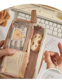 1. Water Vole Themed Transparent Pencil Case With Handle, Suitable For Elementary, Middle School And High School Students, Can Be Used To Store Pencils, Erasers, Bookmarks And Notebooks - Multicolor - View 4