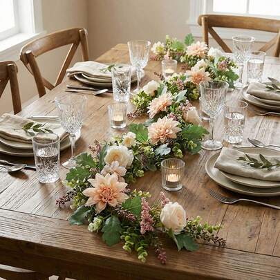 Artificial Dahlia Peony Garland Spring Realistic Hanging Vines With Flowers For Garden Wedding Arch Home Decor