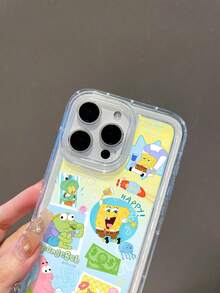 1pc Cartoon Gradient SpongeBob SquarePants & Ugly Fish Pattern Shock-Proof Breathable Phone Case Compatible With Samsung/Compatible With IPhone 17/16/15/14/13/12/11 Pro Max/12 Pro/14 Plus And Other Models - Multicolor - View 7