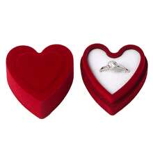 Cajas para anillos con forma de corazón, estuche para pendientes y colgantes, cajas de regalo para anillos y pendientes, expositor de joyas - Rojo - Ver 5