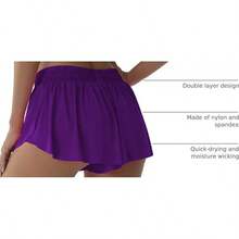 Flowy Athletic Shorts Women Running Tennis Shorts Girls 2-In-1 Double Layer Quick-Drying Comfy ShortsA Valentine's Day FRYB - Màu tím  Violet - Xem 3