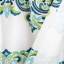 Decor Clara Cortinas con estampado de damasco cachemira, estilo bohemio, de oscurecimiento de la habitación, juego de panel para la sala, el comedor, la recámara (par), Moderno, , Panel Pair 84" x 52", 1(45.7An x 132.1Al cm (1 Paneles) Azul & Verde) - Multicolor - Ver 4