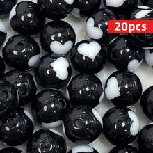 Yiwu Qiyou Accessories Co., LTD 12毫米 20颗/包 DIY手链配件 撞色亚克力心形彩绘珠 首饰制作部门 圆形隔珠 - 黑色 - 查看 1