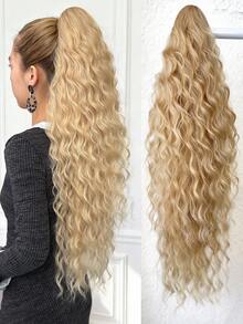 爪形马尾假发，金色，26英寸，水波纹耐热纤维合成马尾假发，适合女性在圣诞节、万圣节、音乐节、派对和日常使用。 - 金色 - 查看 3