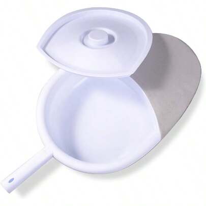 Unisex Bedpan With Plastic Protective Cover And Handle, Easy To Place And Disassemble, Anti-Spill, Durable And Easy To Clean, Suitable For Elderly And Adults, White