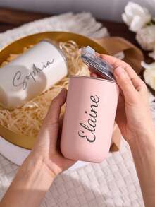 1pc Customized Stainless Steel Travel Mug - Double Wall Insulated Coffee Cup, Customizable Name, Cold Drink Cup | Elegant Matte Finish | Double Wall Insulation, Coffee Cup, Reusable, Multipurpose, Decorative, Fashionable, Refined, High Quality, Customizable, Personalized, Unique, Ideal Gift For Him, Ideal Gift For Her, Boyfriend, Girlfriend, Dad, Mom, Family, Friends, Students, Office Workers, Office, Tea Room, School, Home