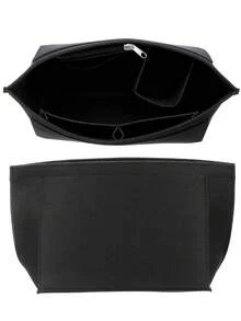 Felt Purse Organizer Insert For Le L Tote Bag & M Handbag, Zipper Long Champ Bag Organizer Insert With Cup Holder, Women Bags Divider Shaper With 8 Compartments - Black - View 7