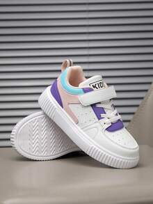 Zapatillas deportivas casuales para niños, zapatos deportivos de moda, transpirables y cómodos con suela antideslizante, ligeros y de corte bajo para estudiantes y niños, lindos colores rosa y morado en tallas para niños pequeños y preescolares - Morado - Ver 9