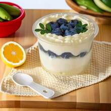 100/40/20/10pcs Set Reusable Round Pudding Cups, Includes Cups, Cups With Spoon Lids, Reusable Party Cups, Cups With Spoon Lids, Novelty Mugs, Transparent Mousse Cake Boxes, Yogurt Cups, Reusable Party Cups, Hand Wash Only, Suitable For Birthday, Graduation, Bachelor Party, Wedding Season, Tableware, Party Supplies, Round Cups, Elegant Dessert Cups, Reusable Material, Durable Plastic, With Spoon, Pudding Containers, Dessert Lovers