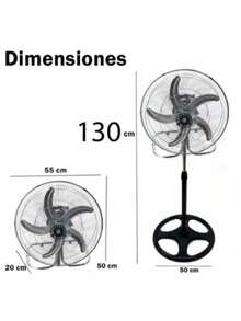 Ventilador Metálico 3 En 1 Con 5 Aspas 50 Cm Mod. Tn001 45.72 Cm 60 Negro Cromo Metal 5 - Negro - Ver 8