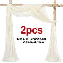2片/1片 400x75厘米 珍珠雪纺背景帘 - 婚礼、情人节装饰 | 可重复使用，适用于生日、周年纪念日 - 白色/米色/紫色 - 可用于拱门、椅背装饰、拍照道具 - 多 - 查看 13