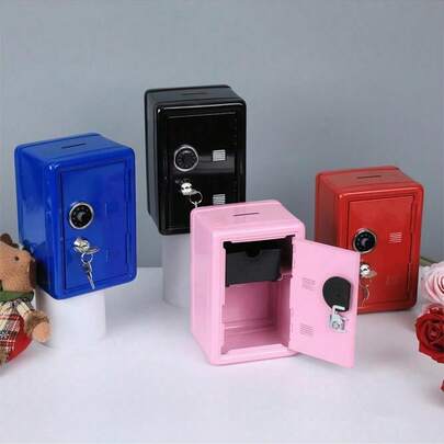 Metal Mini Piggy Bank Safe Box With Single Digit Password Lock And Key, Coin Money Locker, Small Secure Storage Box