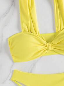 Women's Beach Vacation Casual Bikini Set Summer - Yellow - View 4