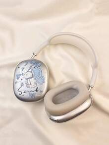 1pc Cute Blue Butterfly & Kitty Design Protective Case Compatible With Apple Max Headphones - Multicolor - View 3