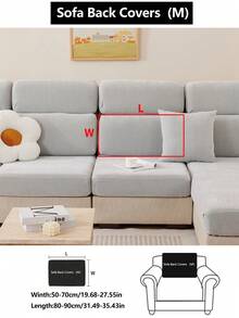 1 Stück Stretch Sofabezug, rutschfeste Vollabdeckung Sofa Sitzbezug, Chenille Stoff Allwetter Sofa Kissenbezug, dicker Sofa Überwurf, maschinenwaschbar, staubdicht, tierfreundlich, dekorativ, verstellbar für Ecksofa, Schlafzimmer, Büro, Wohnzimmer 1/2/3/4 Sitzer - Hellgrau - Übersicht 15