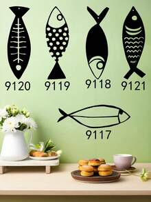 1 pieza (20-60cm), Decoración de pared de pez de metal estilizado, con diseños de peces de patrones negros detallados, en un estilo minimalista artístico, ideal para amantes de la decoración del hogar moderna, tema minimalista acuático - perfecto para Halloween/Navidad/Día del Niño, fiestas en el hogar/proyectos DIY/inauguraciones de casa, cocina/sala de estar/dormitorio/balcón, primavera/verano, colgante decorativo - Multicolor - Ver 1