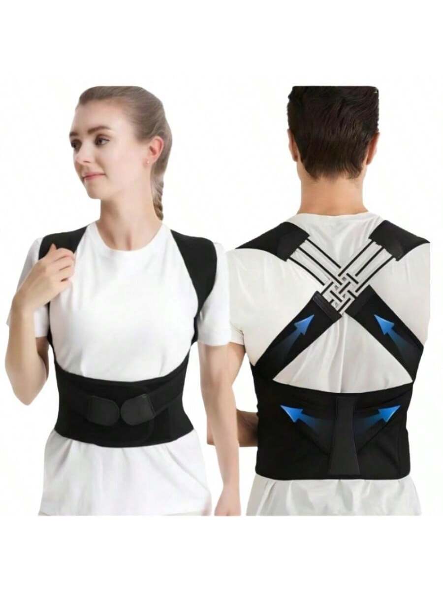 Cinturón Corrector de Postura - Estilo Cruzado, Negro, Talla única