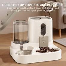 A Set Of Automatic Feeder And Waterer, 2 In 1 Automatic Cat Waterer Set, Cat Waterer, Cat Feeder, Cat Food Dispenser, Gift For Cat And Dog Lovers, Easy Feeding, Large Capacity, Detachable, Washable, Automatic Feeding Station, Indoor Cat Food Bowl. Suitable For Cats And Dogs Drinking Water, Feeding - 1500毫升 - 查看 14