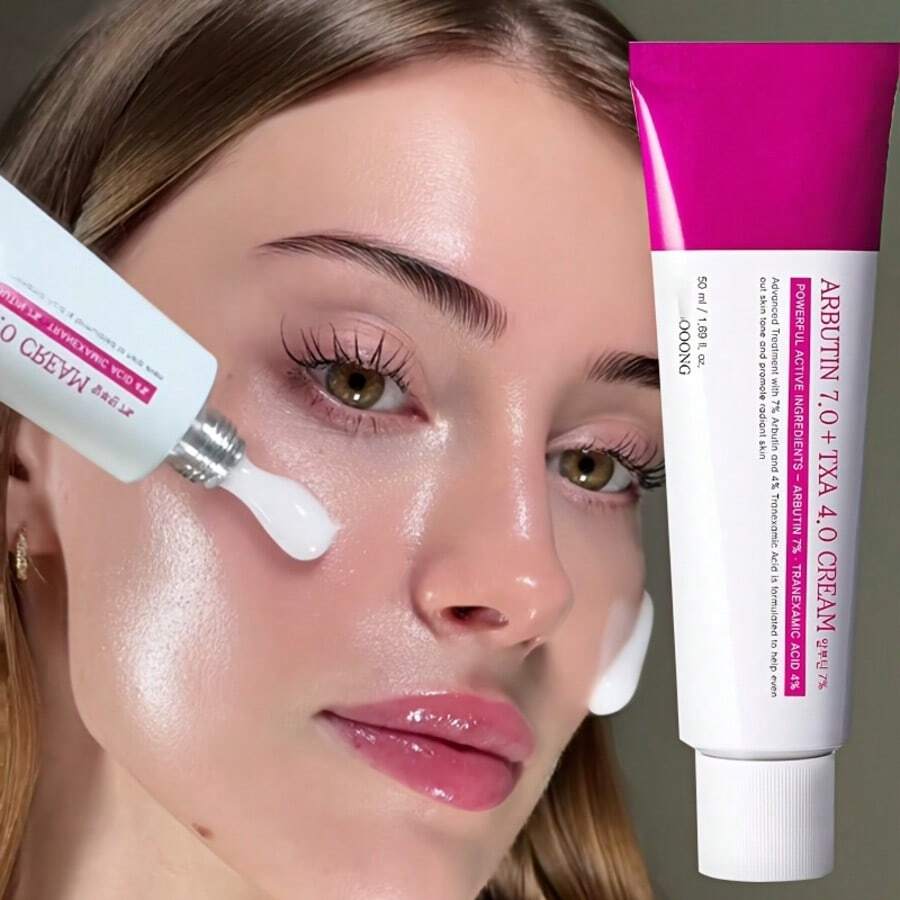 7.0% 熊果提取物 + 4.0% TXA 烟酰胺乳霜：提亮暗沉肤色，长效保湿，平衡肤色，护肤，韩国护肤 - 白色 - 查看 1