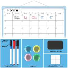 MaxGear Monthly Calendar Dry Erase Board For Wall, 16\X12\ Small Hanging Double-Sided White Board, Portable Whiteboard For Planning, Drawing, Memo, To Do List, Schoolsss, Home, Office, Blue Frame,Blue - 藍色的 - 查看 7
