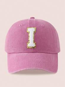 1顶男女通用26字母水洗棒球帽，遮阳帽，适合户外活动和日常佩戴，防紫外线 - 金標-粉紅水洗帽 - 查看 27