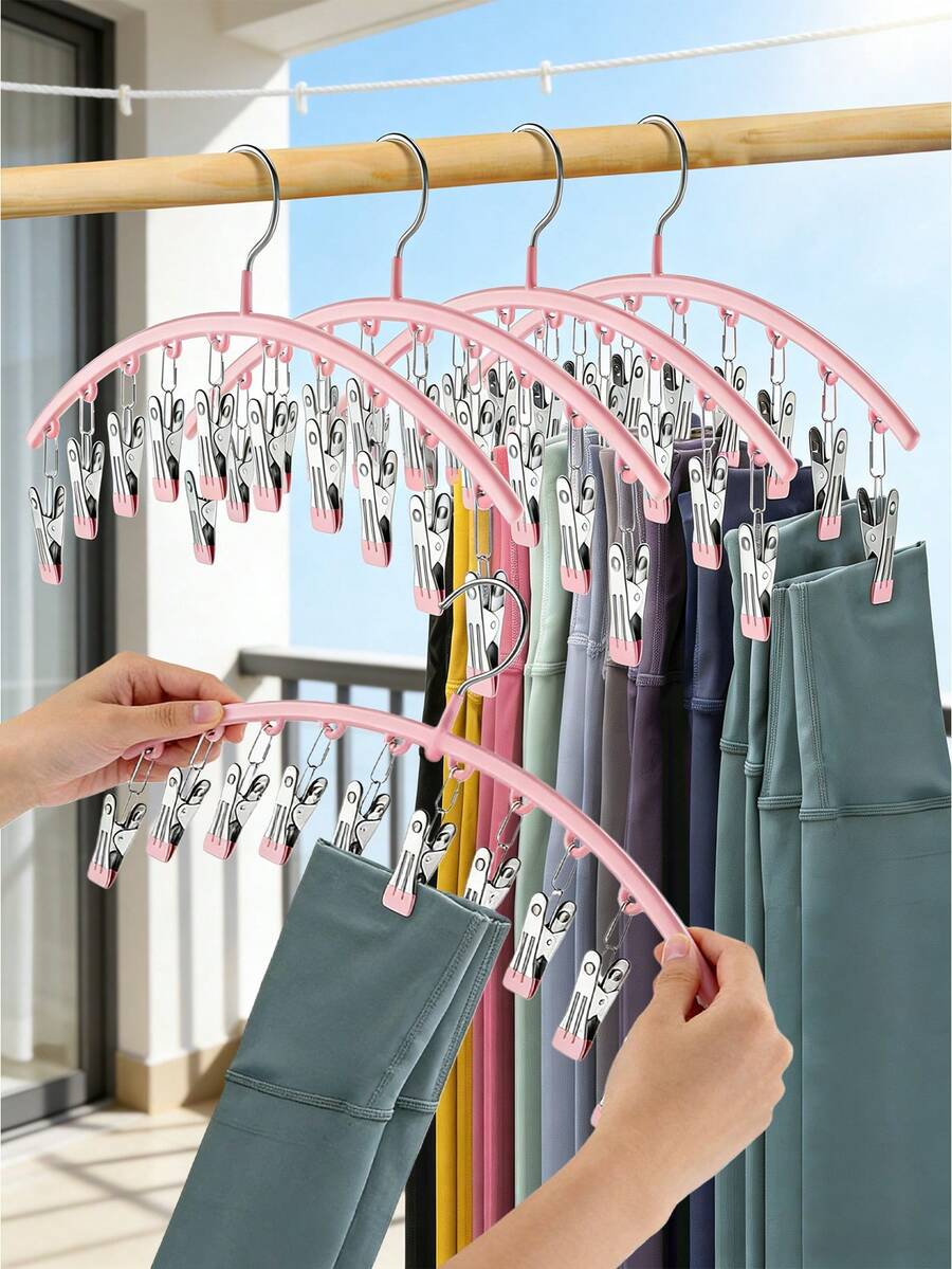 1/2/3件装不锈钢裤架，节省空间的衣柜收纳方案，配有10个夹子，经久耐用，时尚设计，适用于瑜伽裤和打底裤 - 衣柜整理架，裤袜架，服装店的理想之选，也适合家庭和服装店在婚礼、生日等场合使用。 - 彩色 - 查看 1